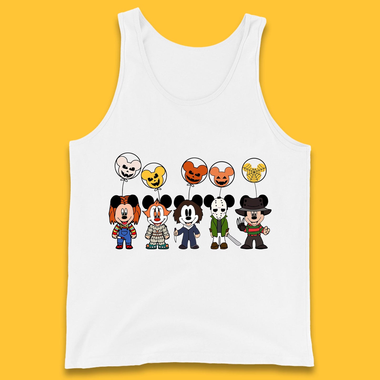 Disney Halloween Friends Horror Movie Characters Mickey Mouse Balloons Tank Top