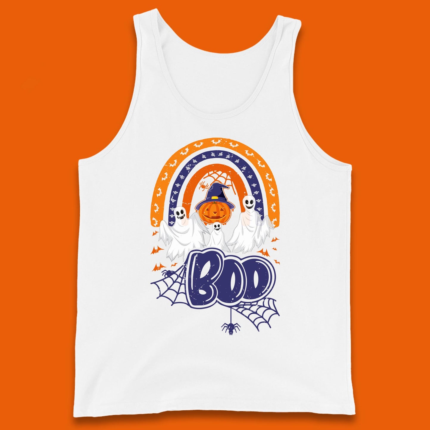 Halloween Boo Ghosts With Witch Pumpkin Scary Spooky Season Tank Top
