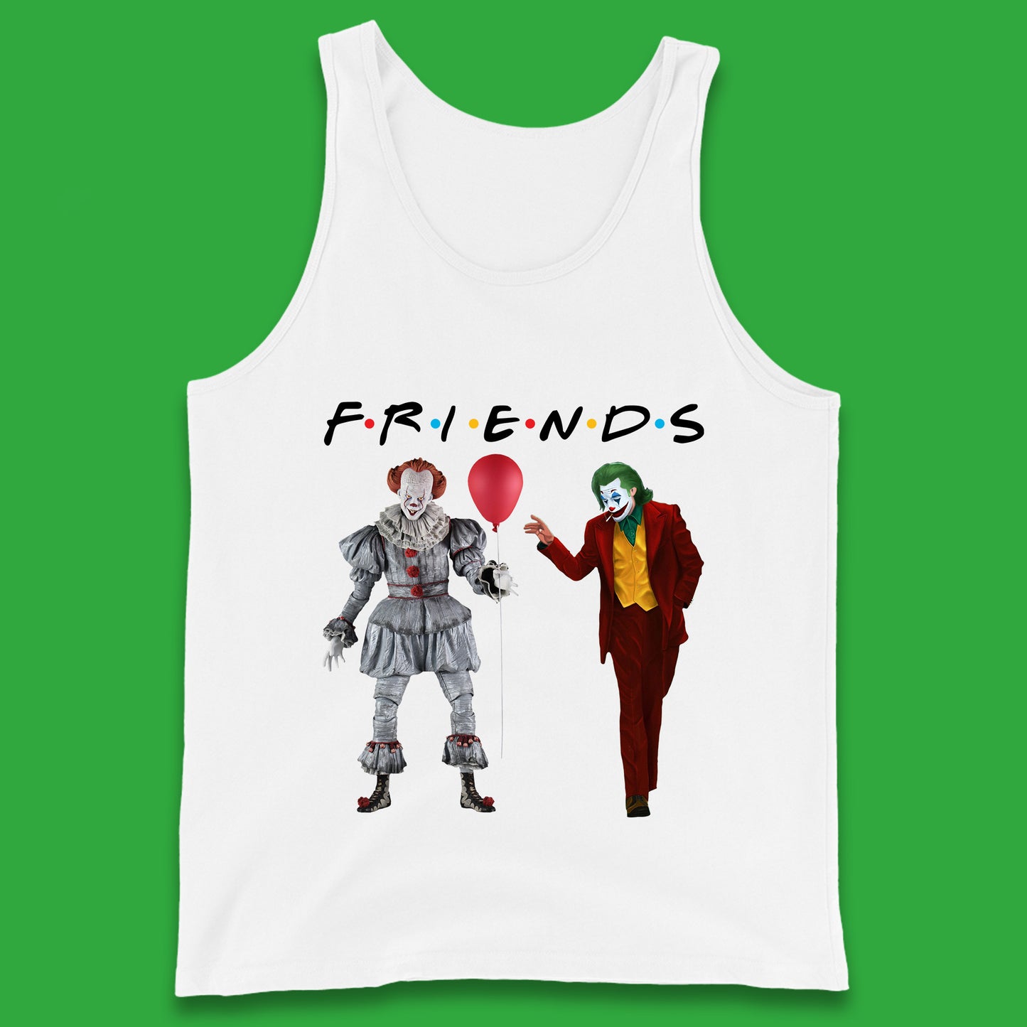 IT Pennywise Clown And Joker Friends Inspired Horror Scary Halloween Movie Characters Tank Top