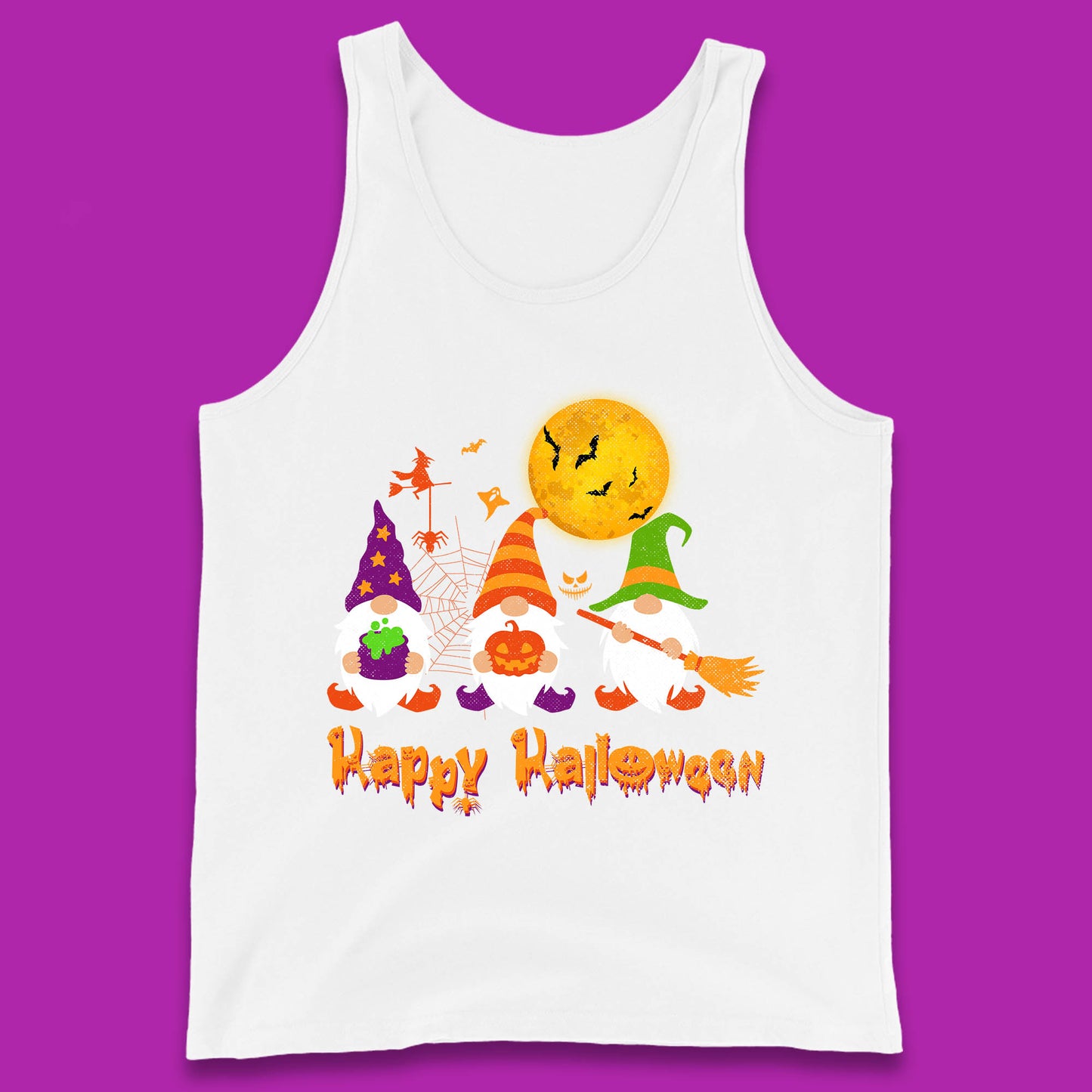 Happy Halloween Gnomies Spooky Witch Gnomes Scary Gnome Lover Tank Top