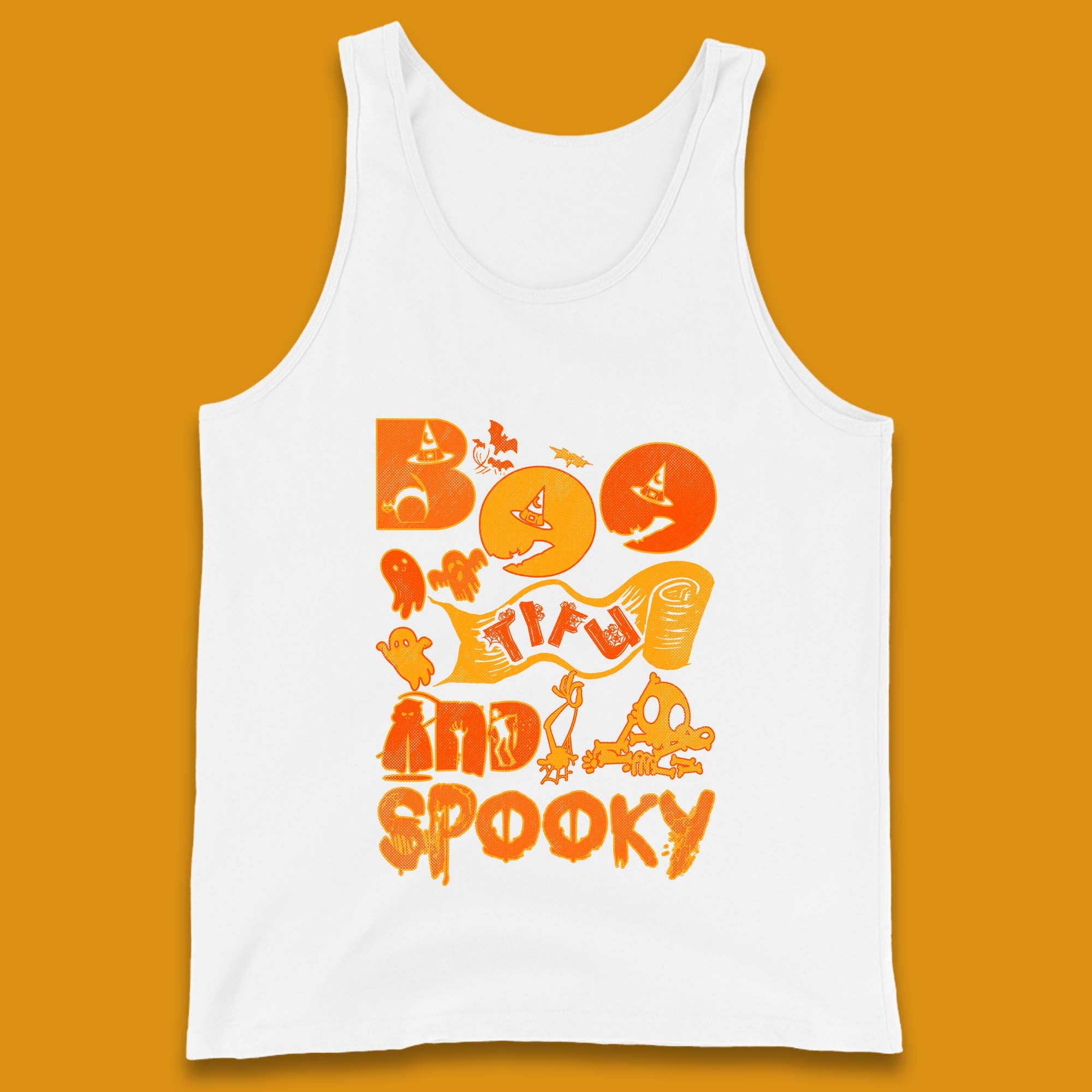 Boo Tiful and Spooky Halloween Horror Scary Boo Ghost Spooky Season Tank Top
