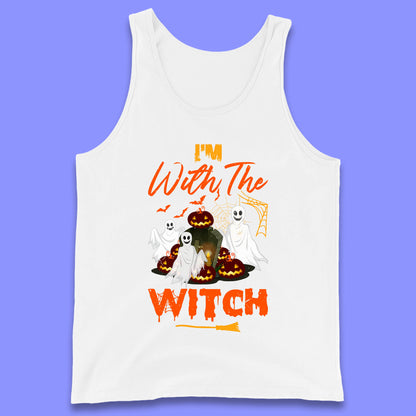 I'm With The Witch Halloween Ghosts With Jack-O-Lantern Horror Pumpkins Tank Top