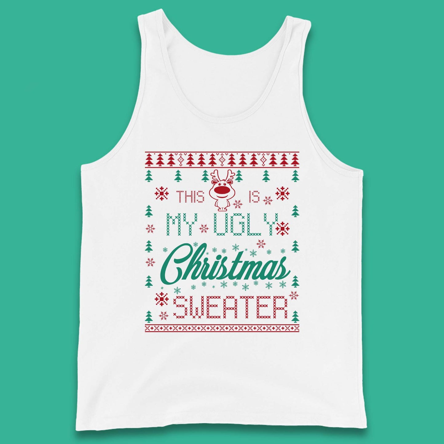 Ugly Christmas Sweater Reindeer Tank Top