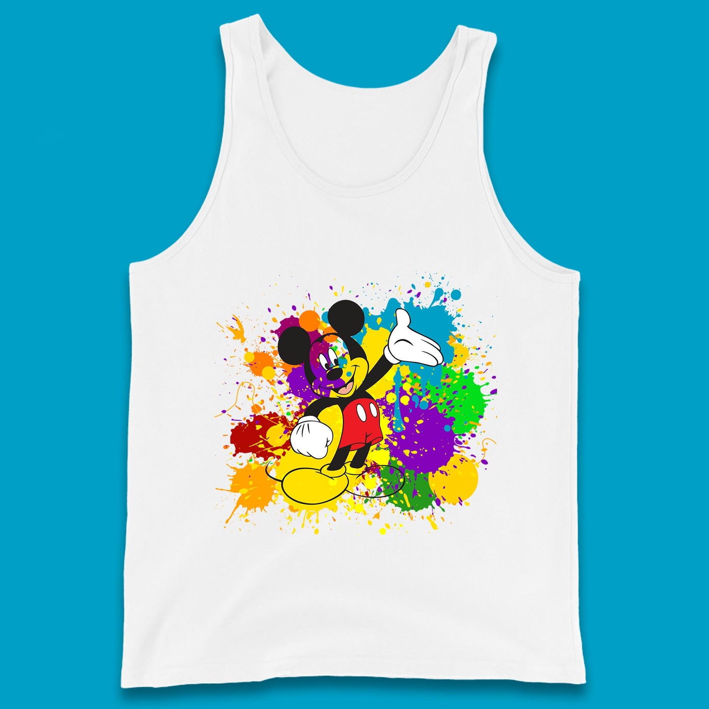 Abstract Paint Splashing On Disney Mickey Mouse Disneyland Trip Tank Top