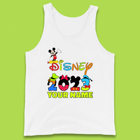 Personalised Disney 2023 Disney Club Your Name Mickey Mouse Minnie Mouse Donald Duck Pluto Goofy Cartoon Characters Disney Vacation Tank Top