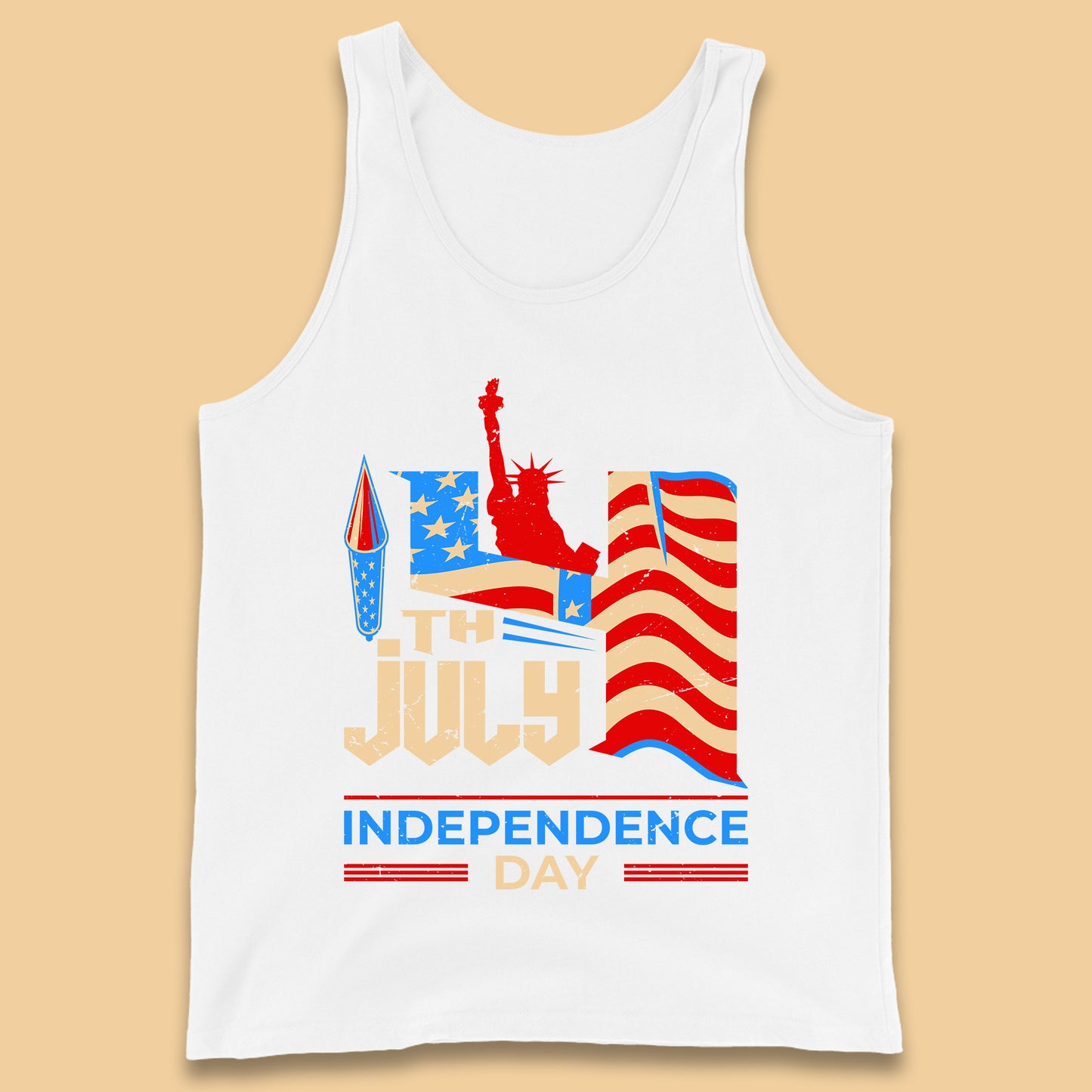 Statue Of Liberty 4th July USA Independence Day Celebration Fireworks Tank Top