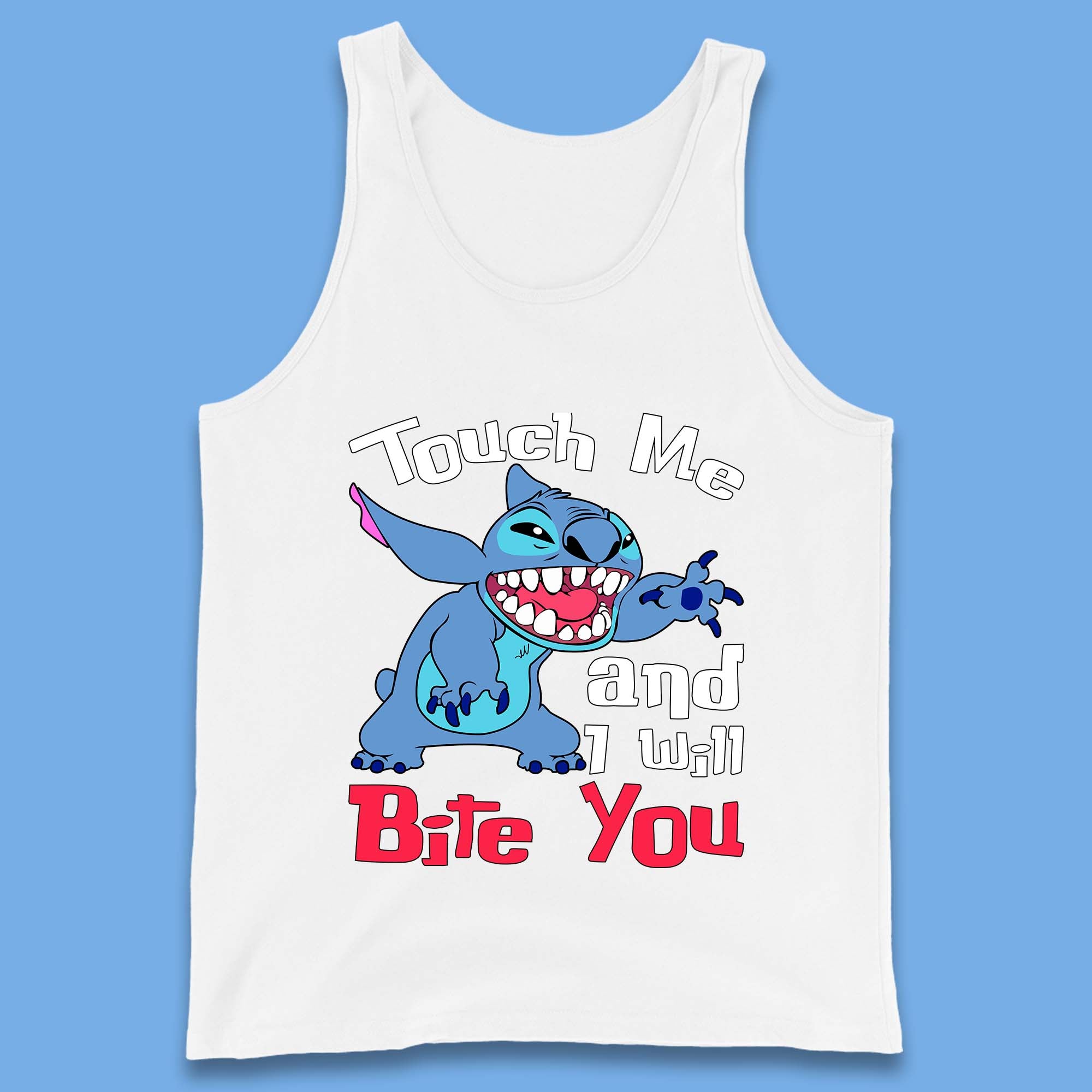 Disney Angry Stitch Cartoon Touch Me And I Will Bite You Lilo & Stitch Tank Top