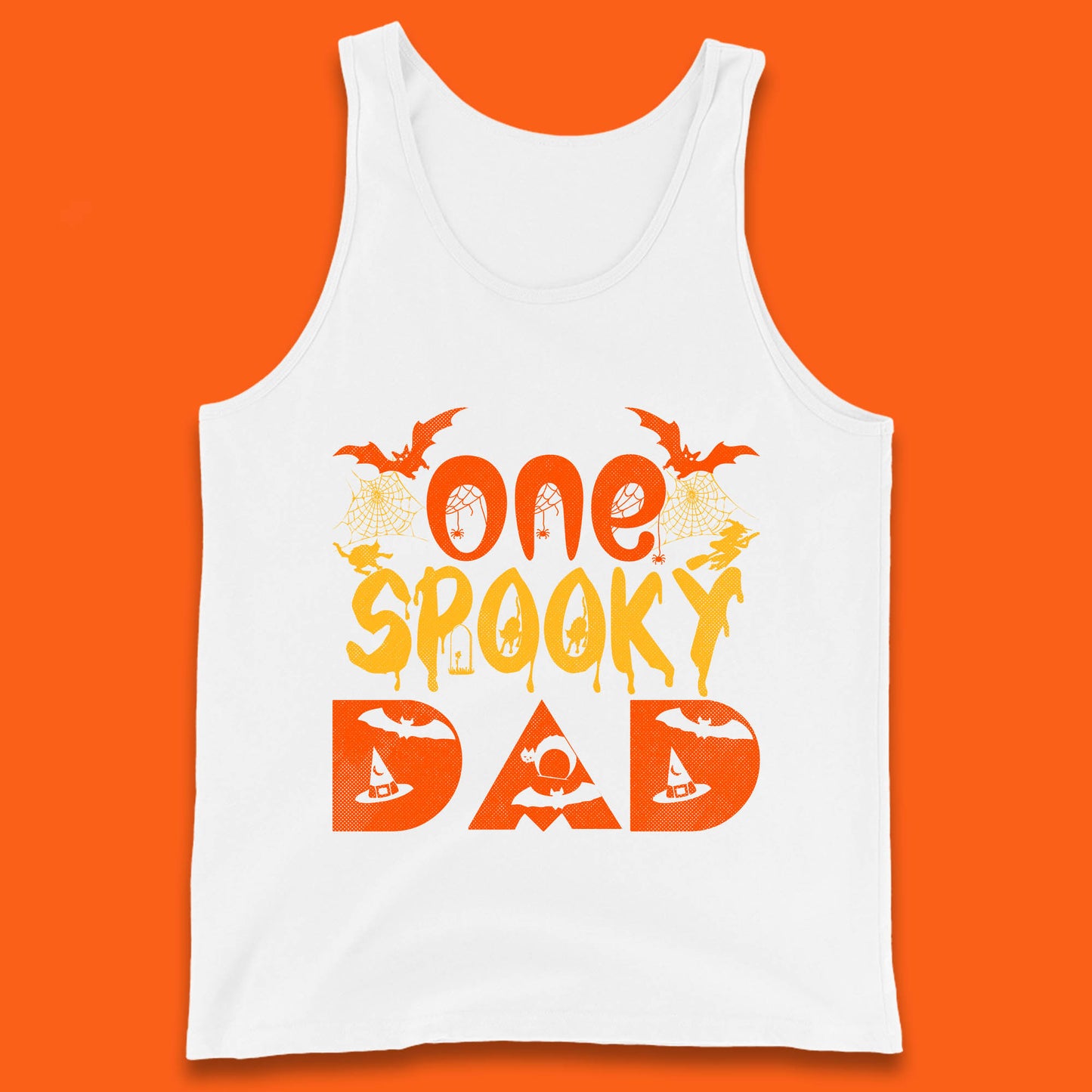 One Spooky Dad Happy Halloween Fall Season Dad Life Spooky Flying Bats Tank Top