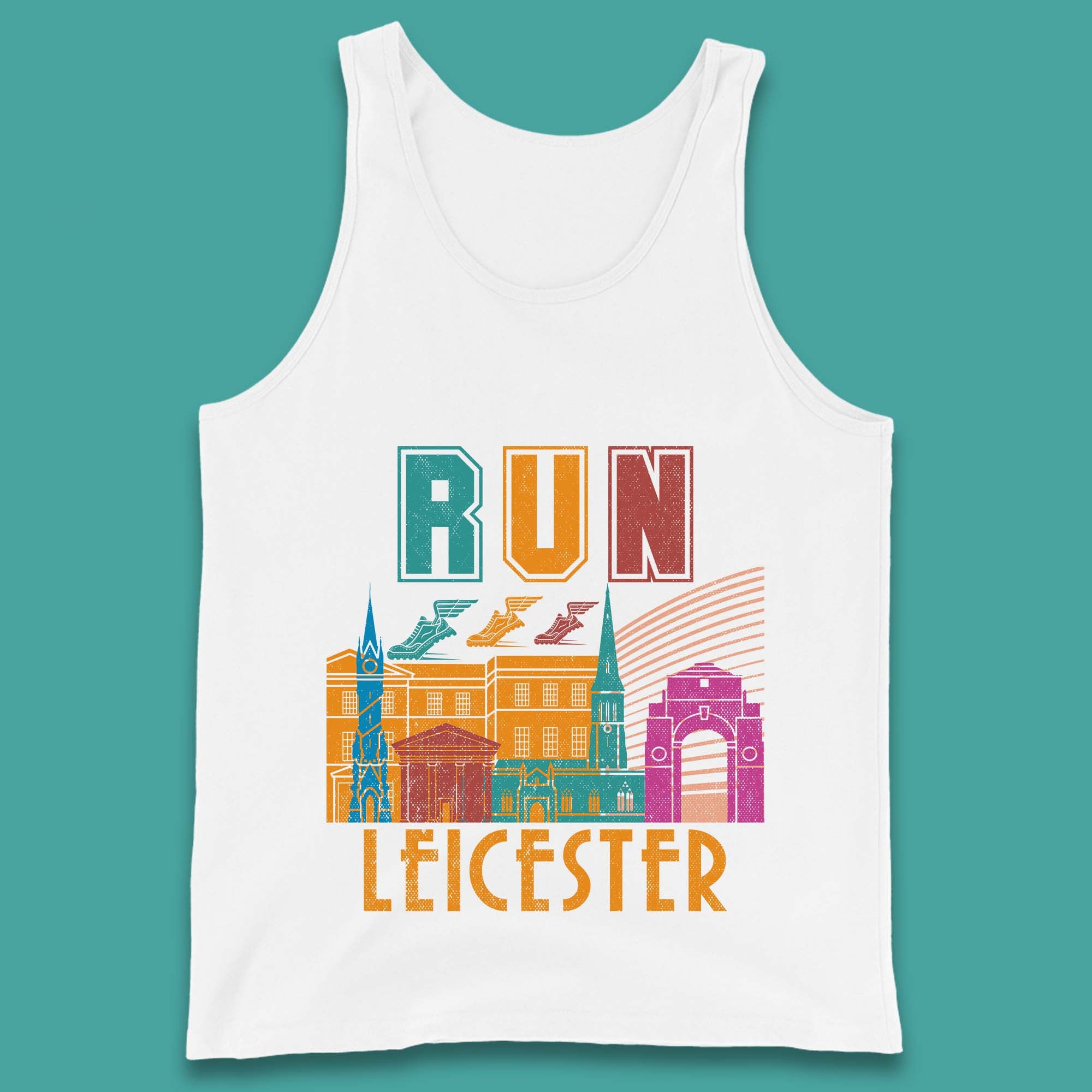 Run Leicester Festival Leicester Skyline Souvenir Race Leicester Running Tank Top