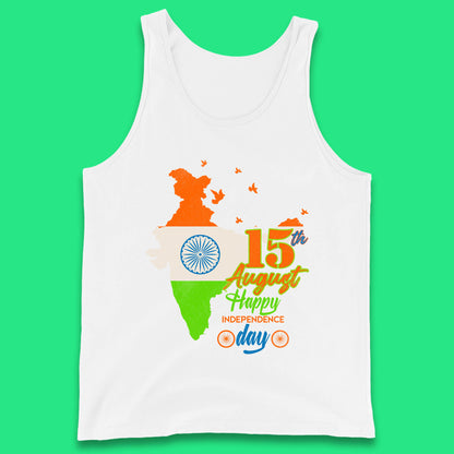 15th August India Happy Independence Day Patriotic Indian Map Flag Tank Top