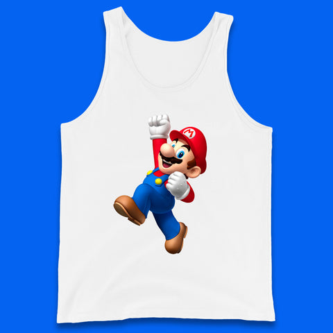 Super Mario Jumping In Happy Mood Funny Game Lovers Players Mario Bro Toad Retro Gaming Tank Top