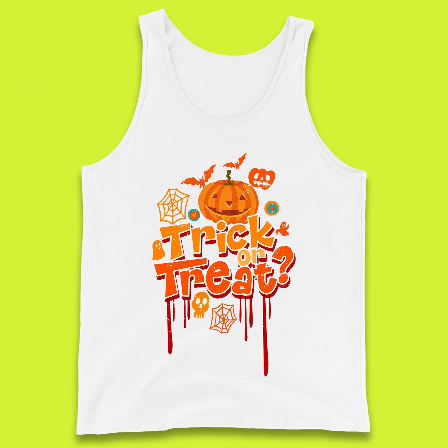 Trick Or Treat Halloween Pumpkin Blood Dripping Horror Scary Spooky Season Tank Top