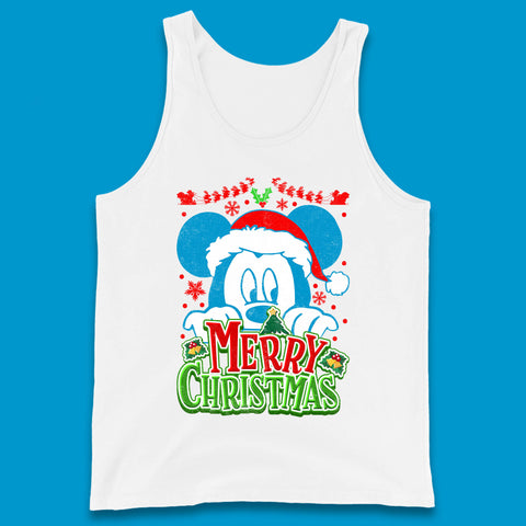 Merry Christmas Mickey Mouse Santa Hat Disney Vacation Xmas Holiday Disney Trip Tank Top