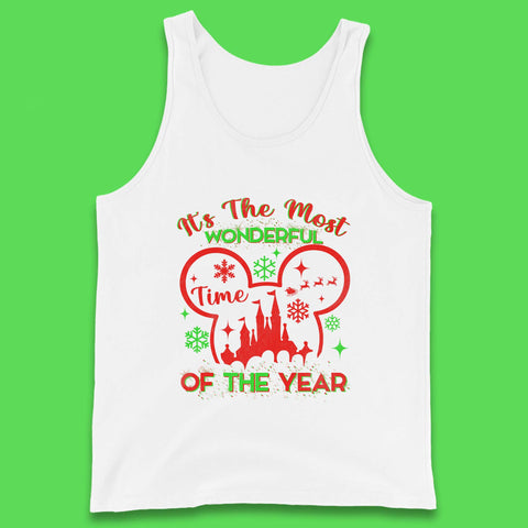 Disney Mickey Mouse It's The Most Wonderful Time Of The Year Christmas Magic Kingdom Xmas Disneyland Tank Top