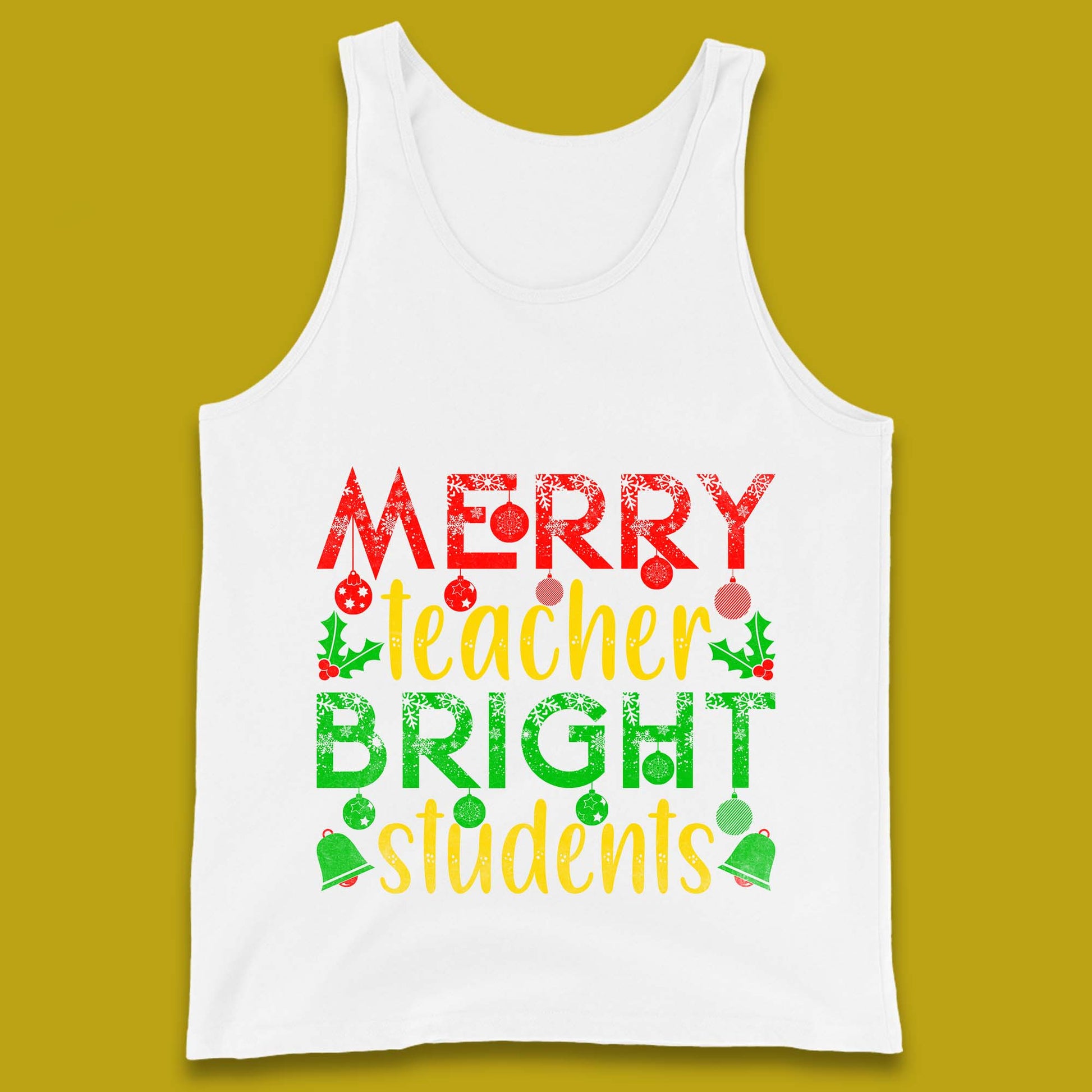 merry teacher bright students christmas tank top