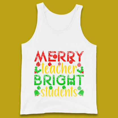 merry teacher bright students christmas tank top