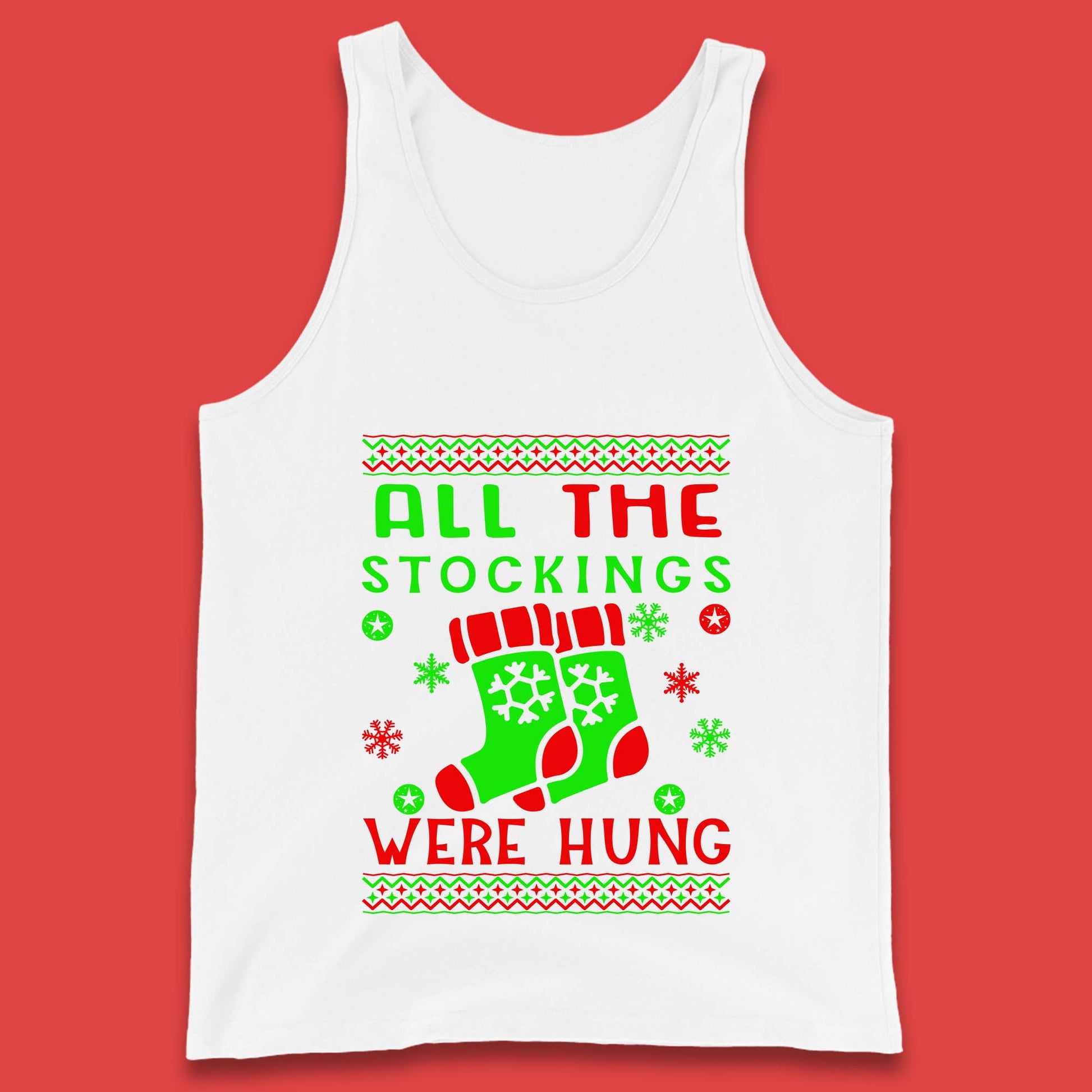 christmas socks all the stocking were hung tank top