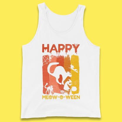 Happy Meow-O-ween Funny Halloween Black Cat Scary Spooky Tank Top