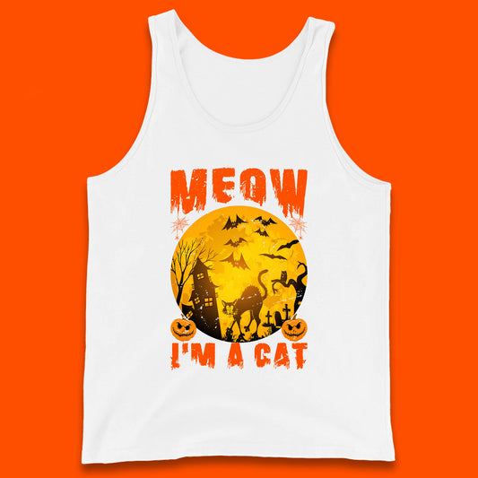 Meow I'm A Cat Halloween Black Cat Horror Scary Haunted House Tank Top