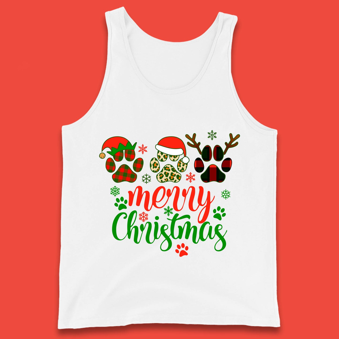 dog & cat paws christmas tank top