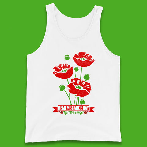 Remembrance Day Lest We Forget British Armed Forces Poppy Flower Tank Top