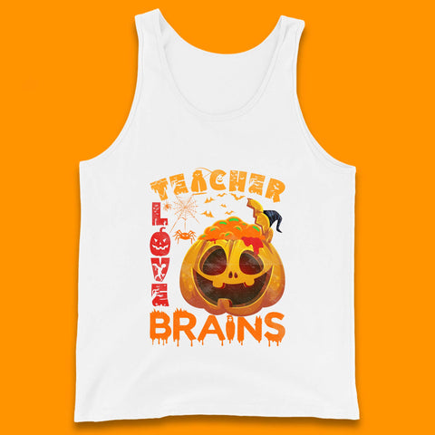 Teacher Love Brain Halloween Spooky Teacher Trick Or Teach Tank Top