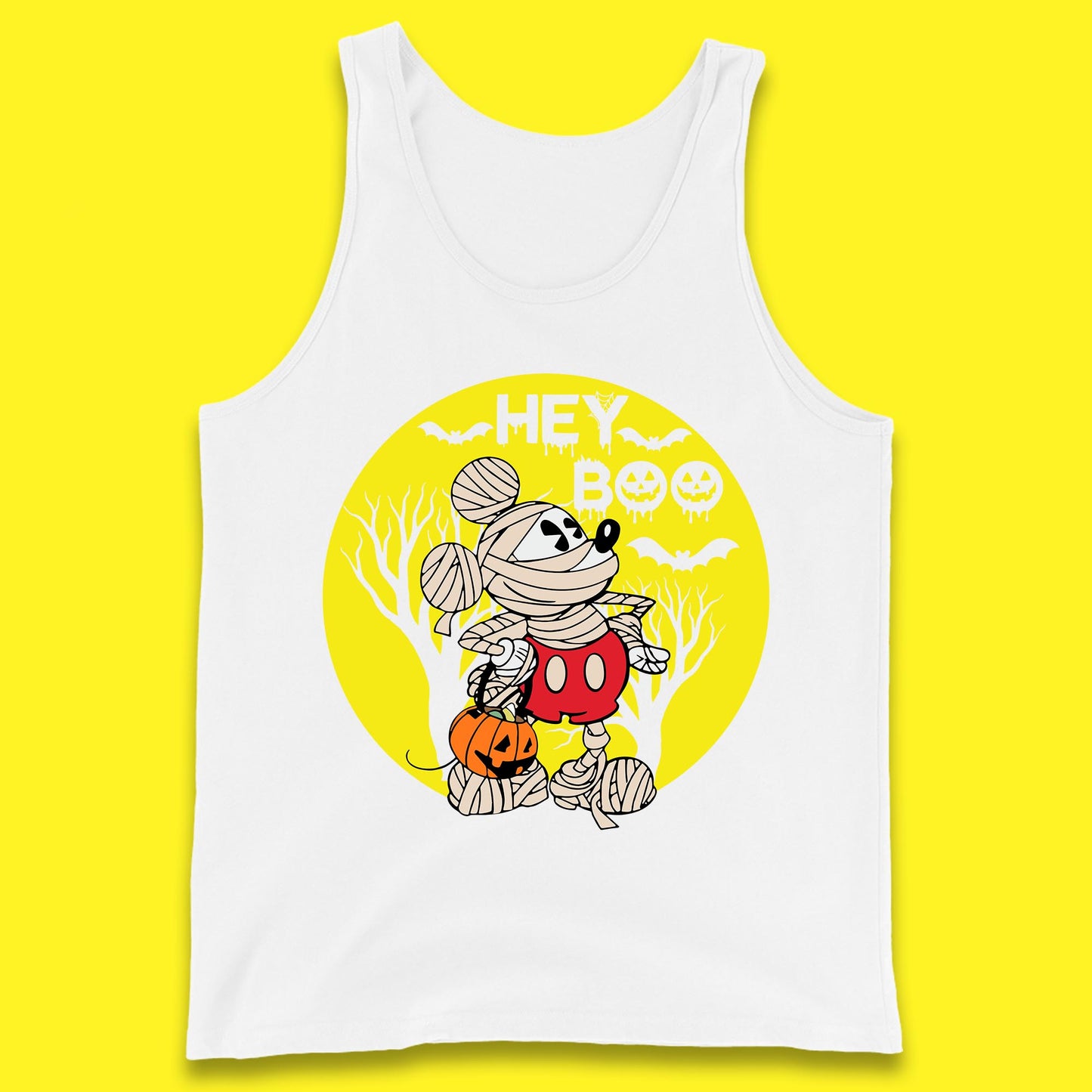 Hey Boo Disney Halloween Mickey Mouse Mummy Trick Or Treat Spooky Vibes Tank Top