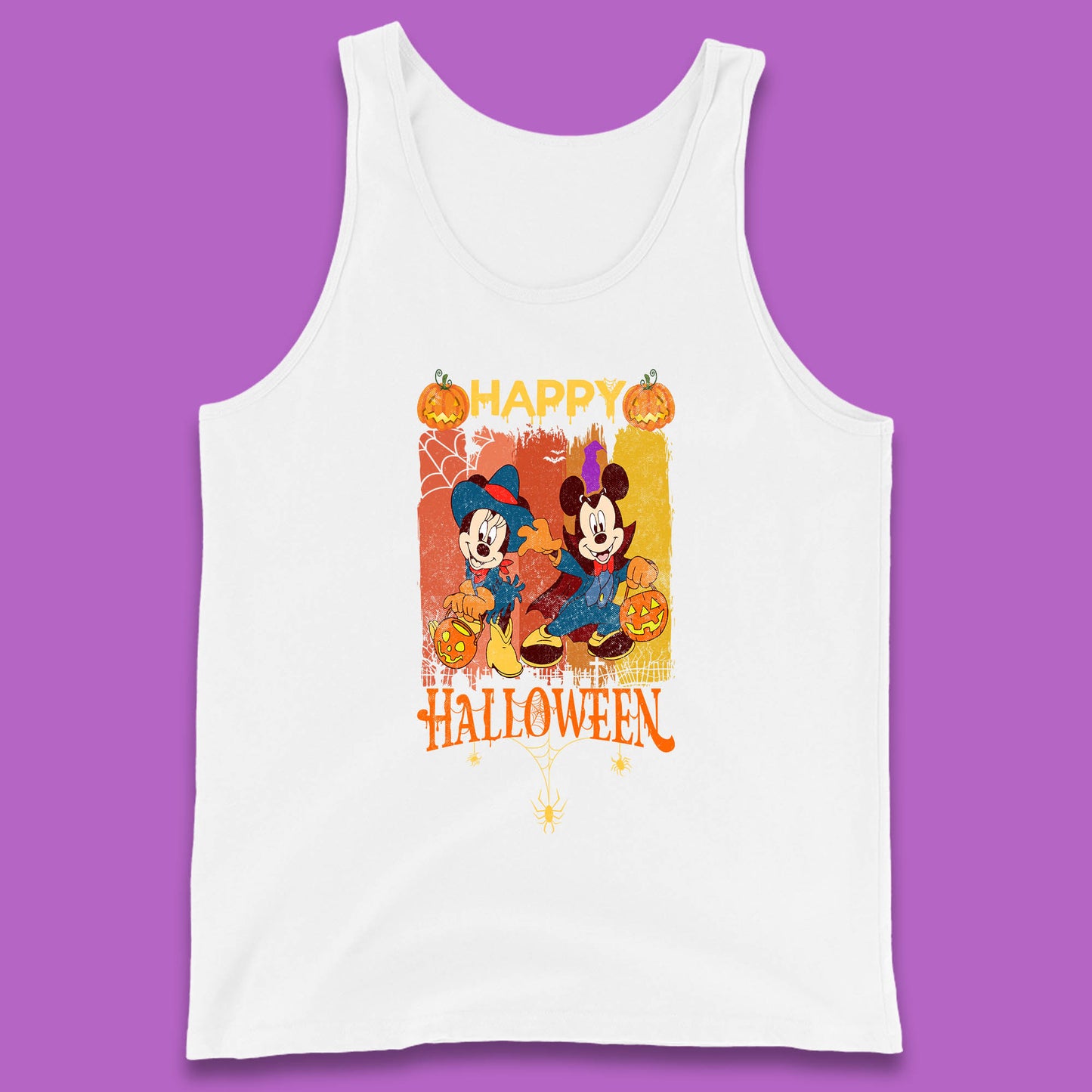 Happy Halloween Disney Witch Mickey Mouse Minnie Mouse Horror Scary Disneyland Trip Tank Top