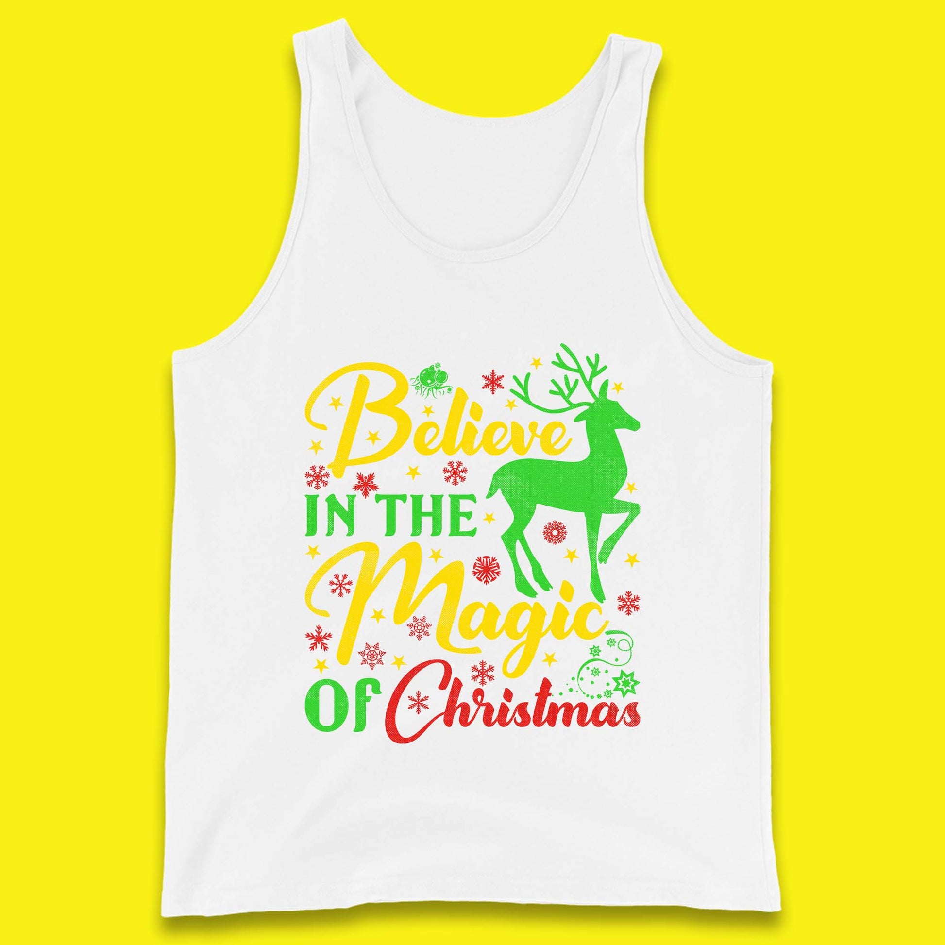 believe in the magic of christmas reindeer tank top