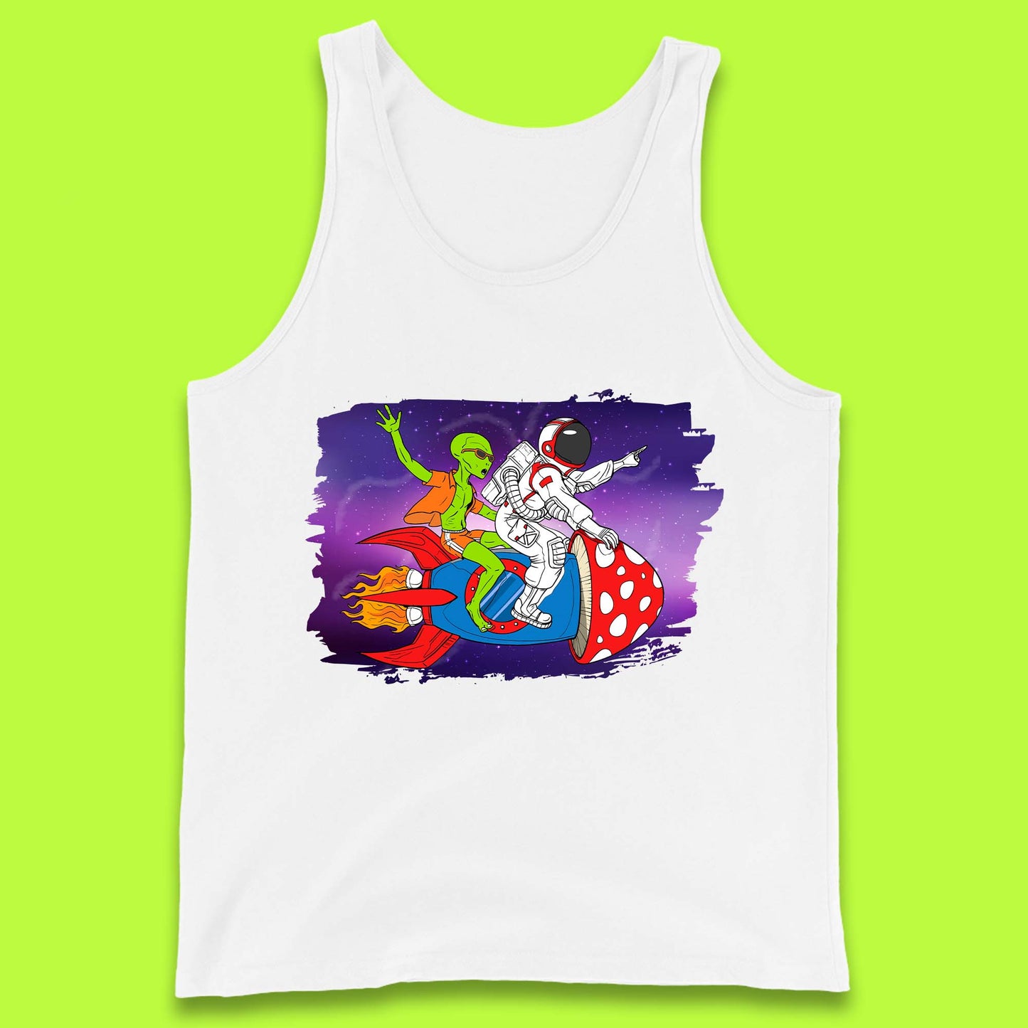 Alien & Astronaut Rocket Ship Tank Top