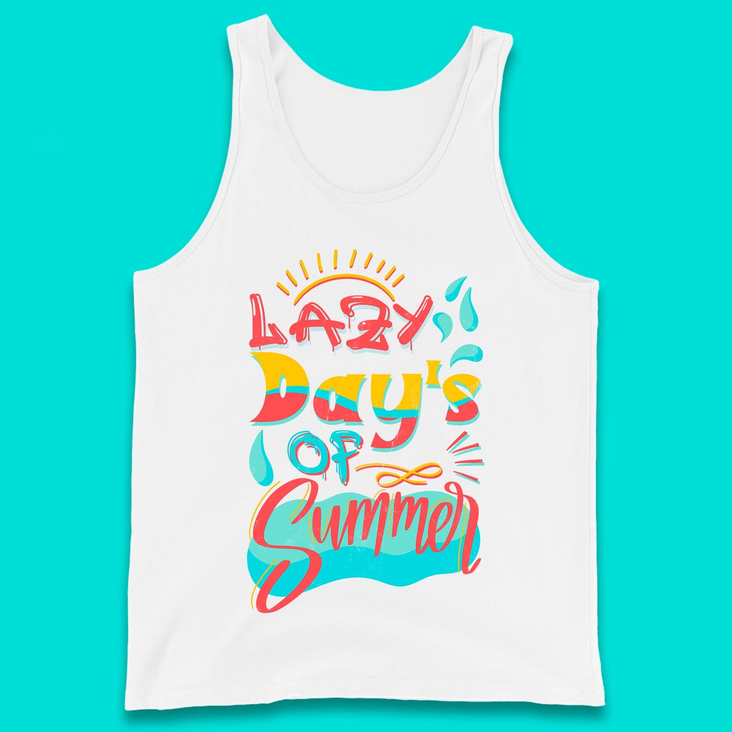 Lazy Days Of Summer Vintage Retro Sunset Surfer Beach Holiday Trip Tank Top