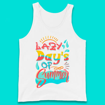 Lazy Days Of Summer Vintage Retro Sunset Surfer Beach Holiday Trip Tank Top