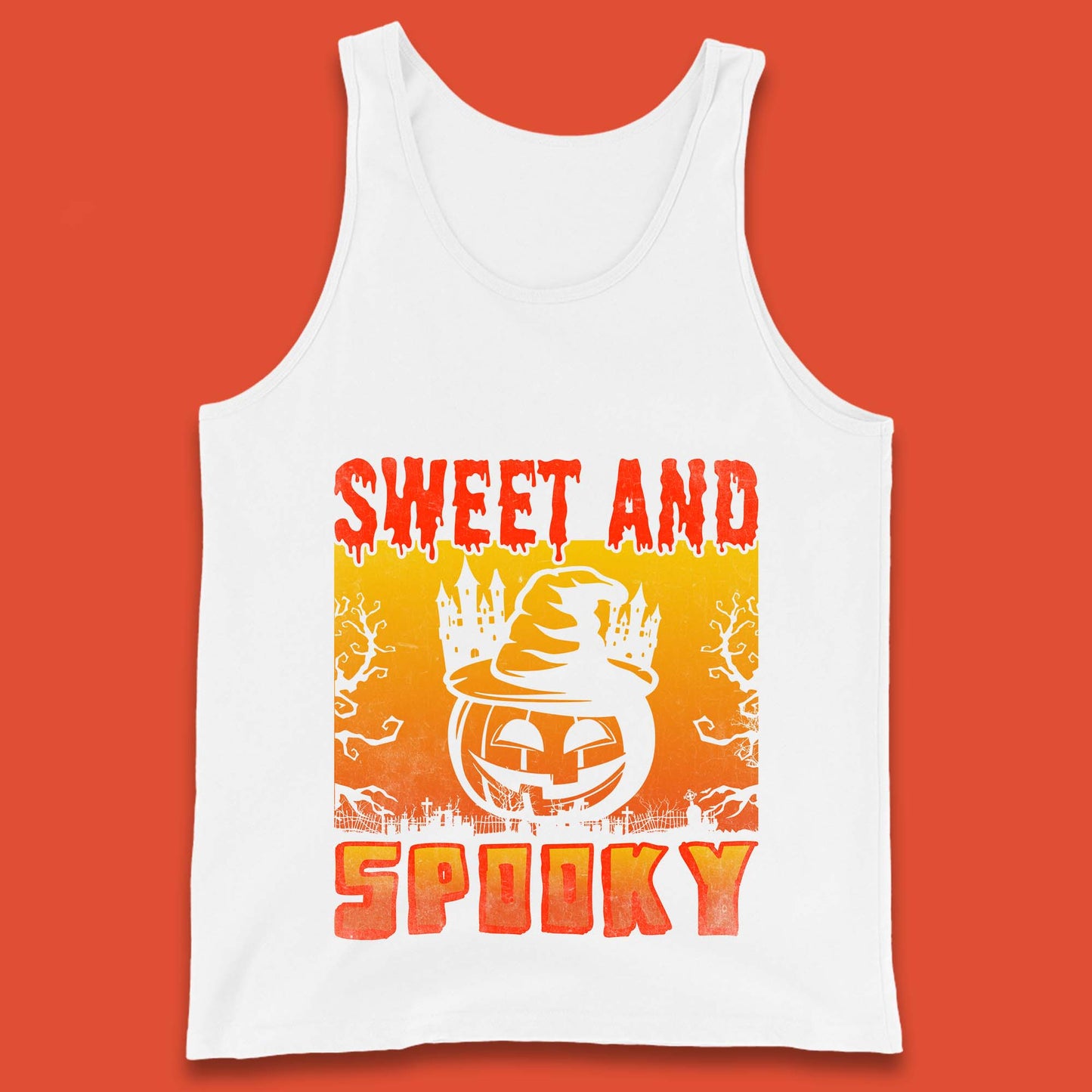 Sweet And Spooky Happy Halloween Witch Hat Pumpkin Horror Scary Season Tank Top