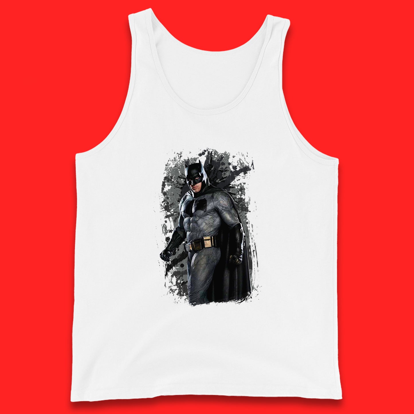 DC Comics Batman Superhero Movie Character Batman Emblem Costume Grunge Affect Tank Top