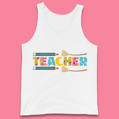 Halloween Teacher Spooky Teacher Ghost Halloween School Tank Top