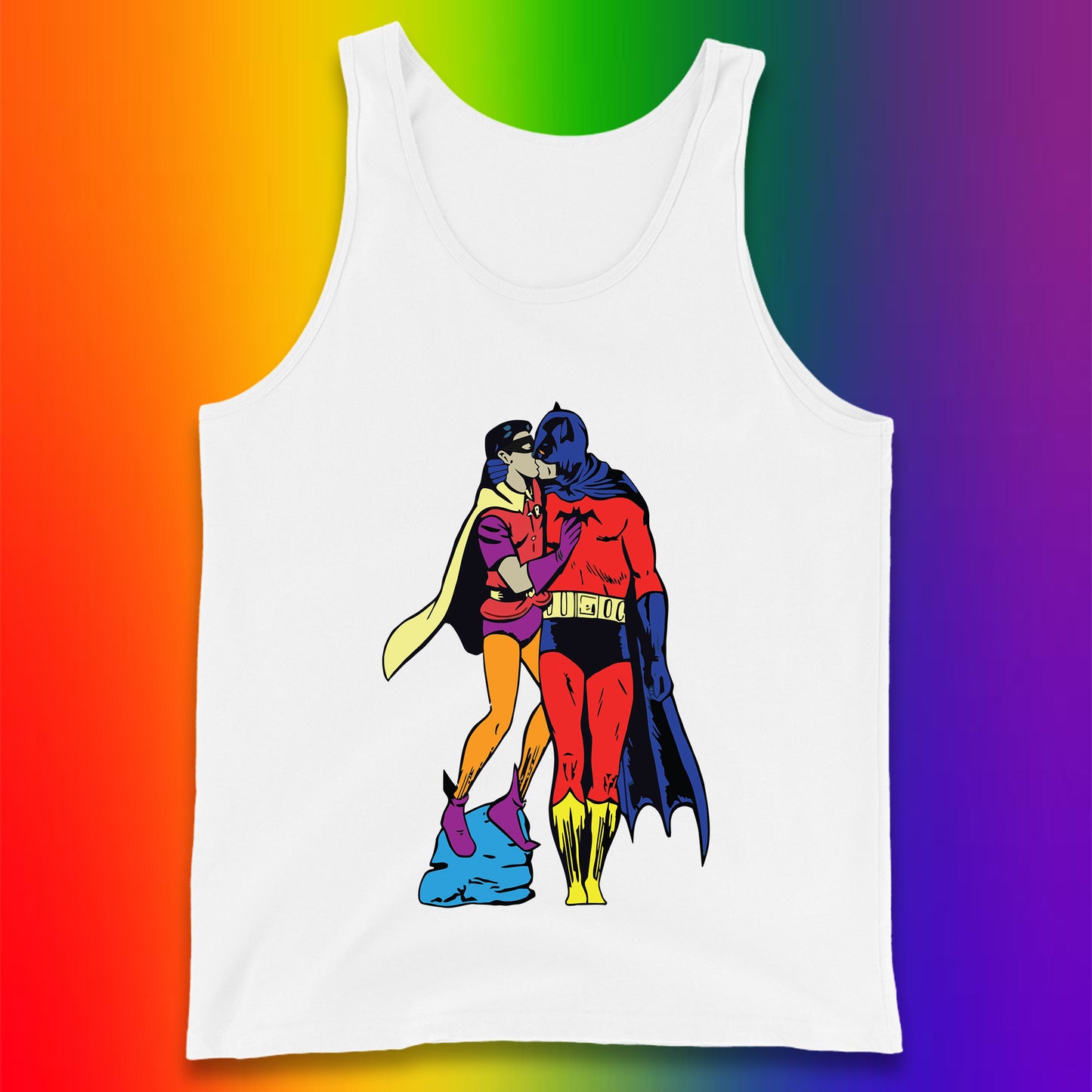 Batman X Robin Superhero Kiss Gay Pride LGBT Gay Bat Superheros Film DC Comics Tank Top