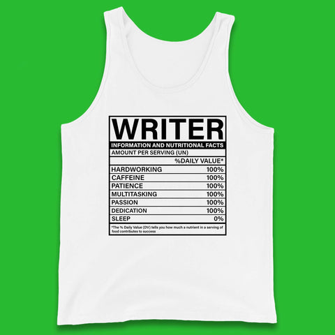 Writer Nutritional Facts Tank Top