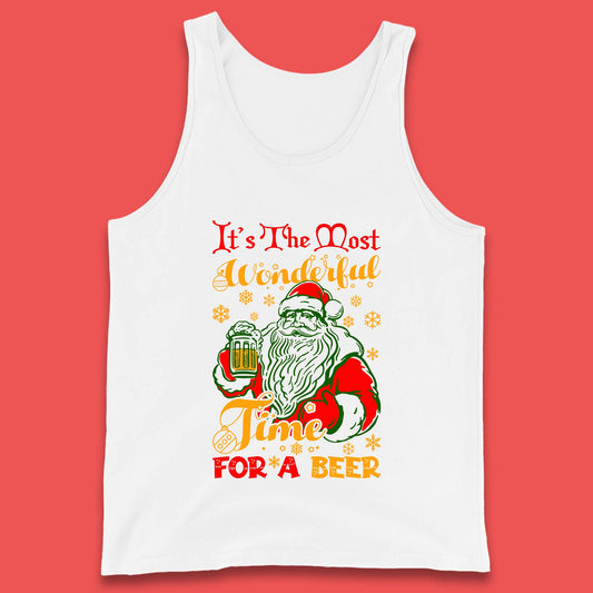 santa drinking beer tank top