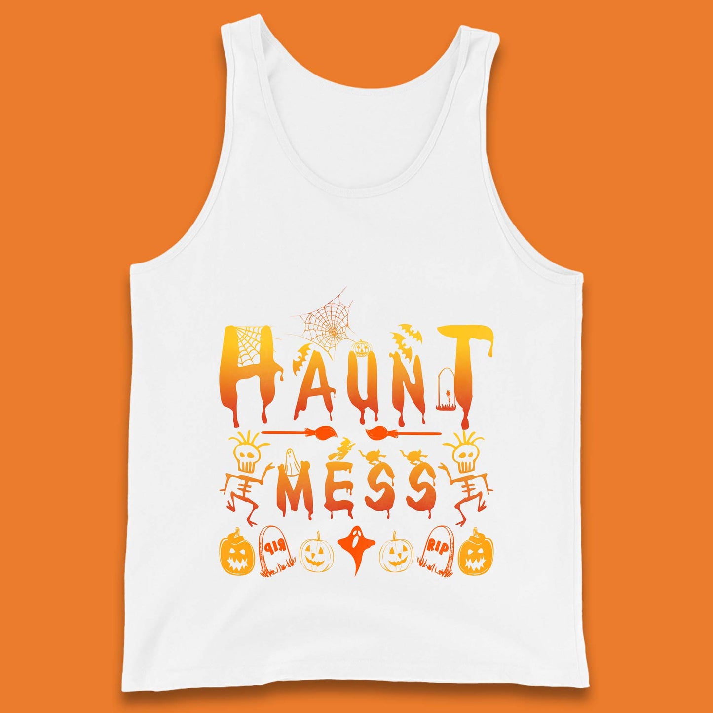 Haunt Mess Halloween Ghost Horror Scary Spooky Ghost Costume Tank Top