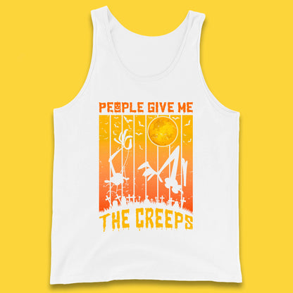 People Give Me The Creep Halloween Horror Scary Graveyards Full moon Flying Bats Tank Top