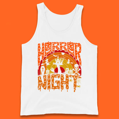 Halloween Horror Night Vintage Rainbow Flying witches Scary Boo Spooky Festive Night Tank Top