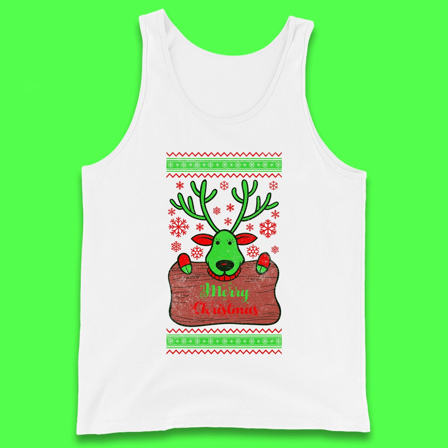 merry christmas reindeer tank top