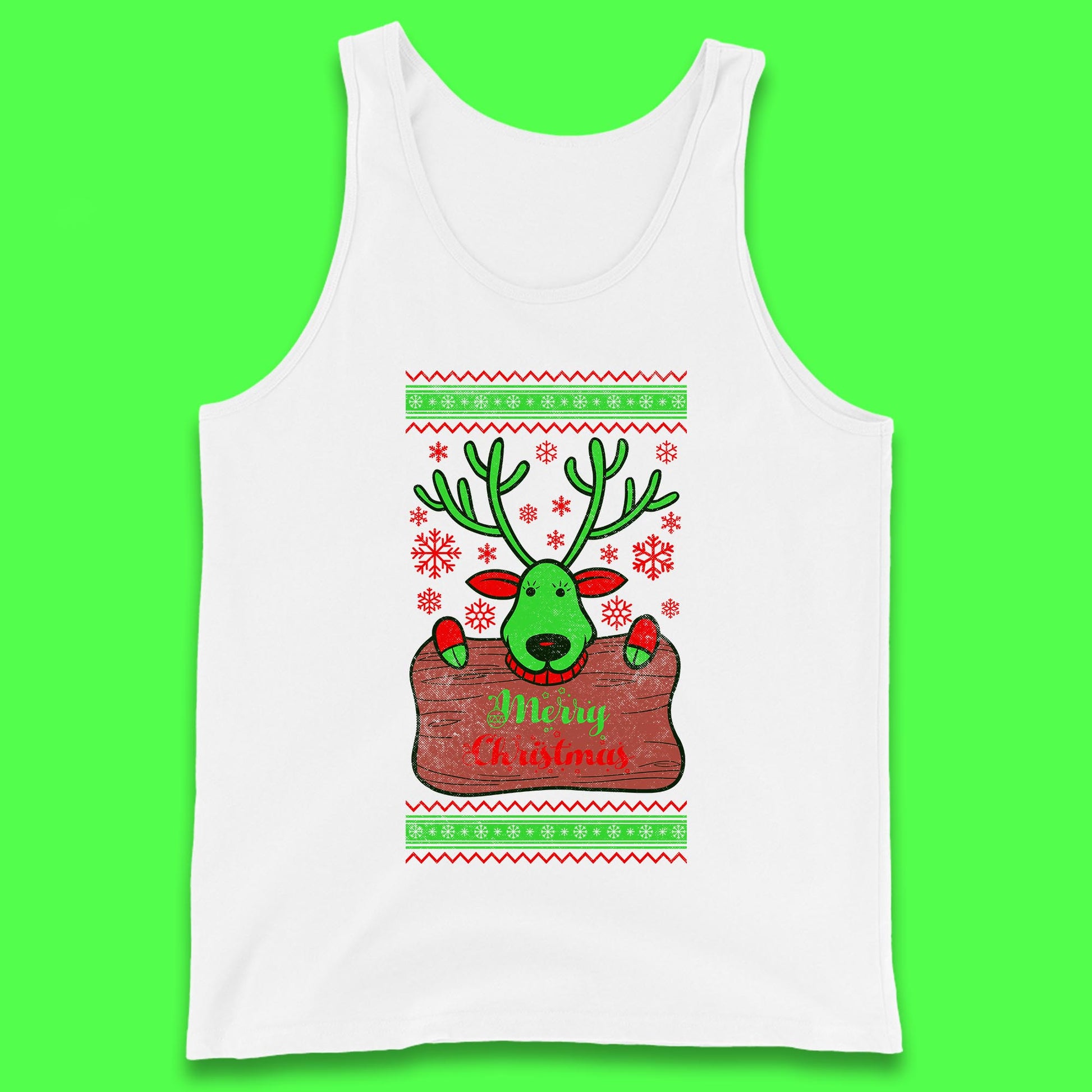 merry christmas reindeer tank top