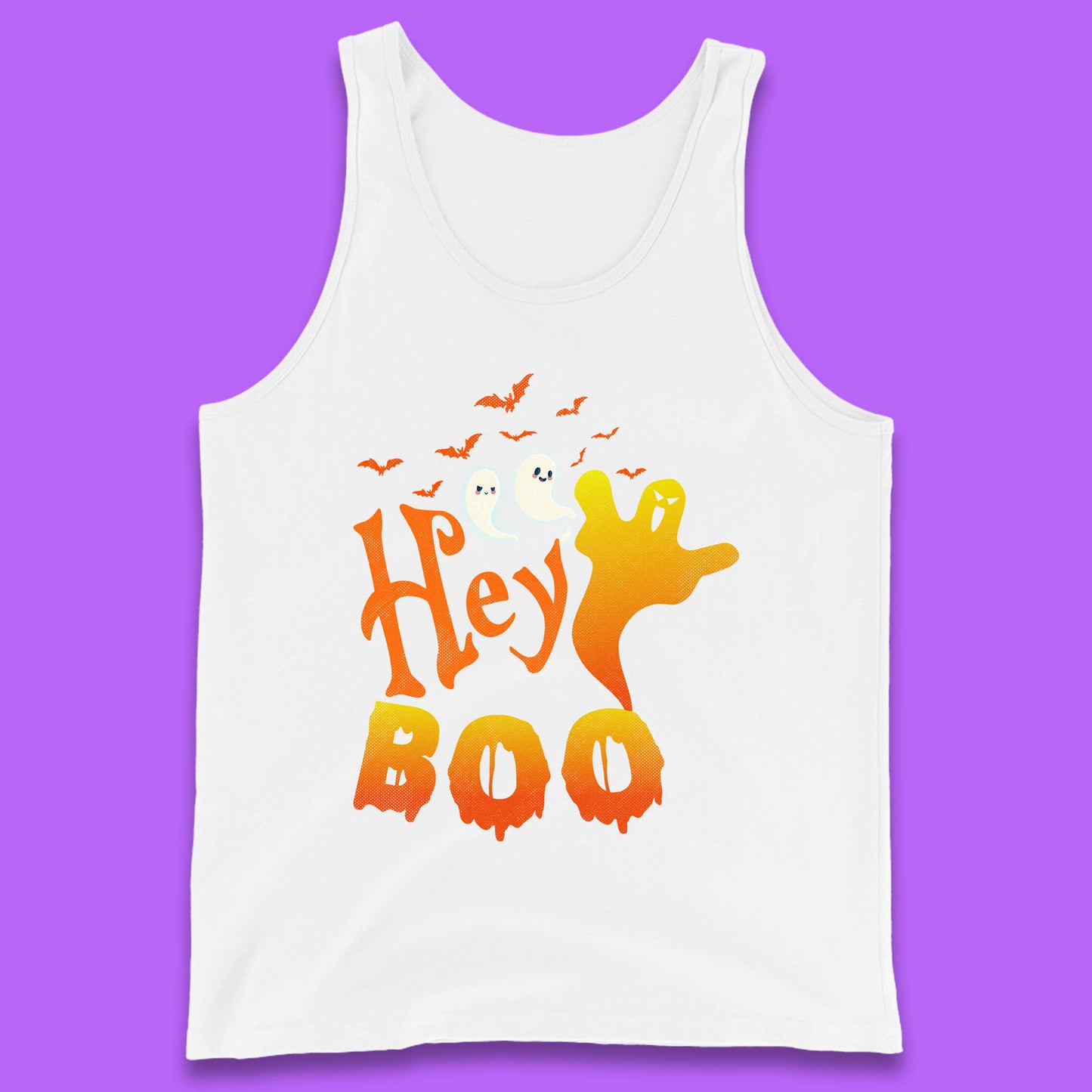 Whispers in the Moonlit Night Hey Boo Horror Scary Costume Halloween Boo Wear Tank Top