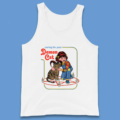 Caring For Your Demon Cat Creepy Incantation Halloween Aesthetic Cat Tank Top