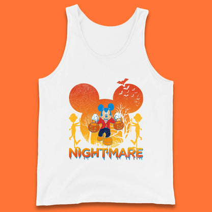 Halloween Nightmare Disney Mickey Mouse Holding Pumpkin Bucket Horror Scary Disneyland Trip Tank Top