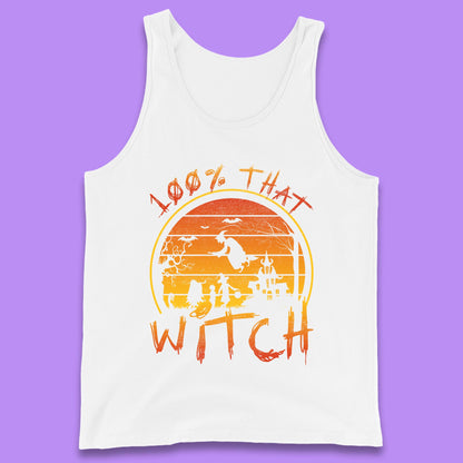 100% That Witch Halloween Haunted Castle Flying Witch Scary Spooky Season Tank Top