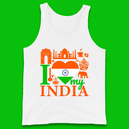 I Love My India Patriotic Indian Flag 15th August Independence Day Tank Top