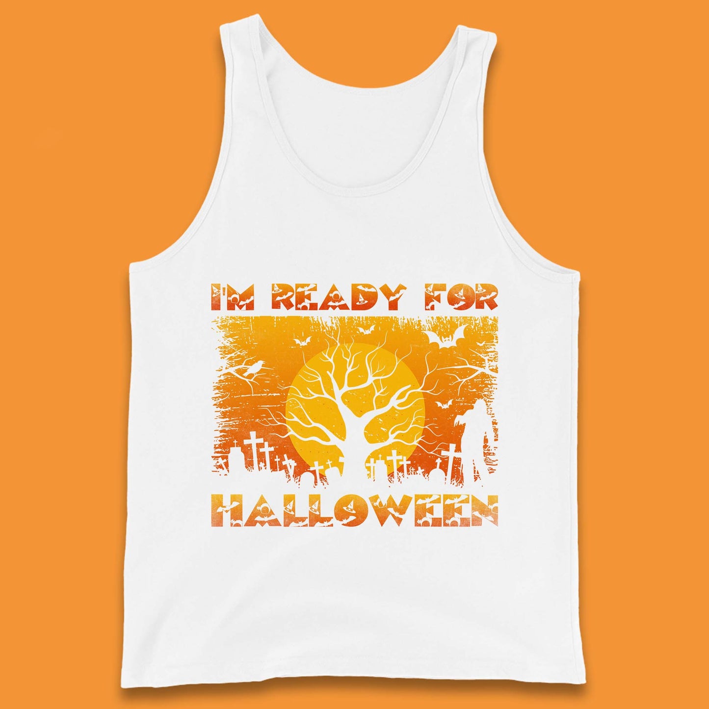 I'm Ready For Halloween Horror Scary Halloween Zombie Graveyards With Dead Tree Tank Top