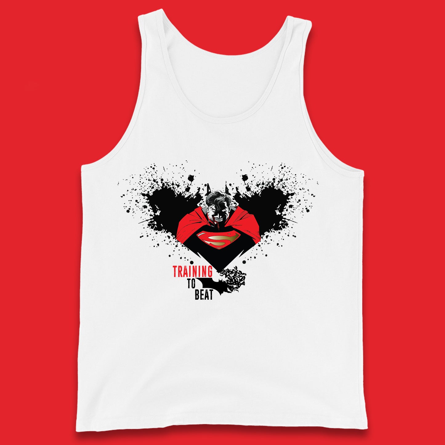 Superheros DC Comics Action Adventure Movie Character Superman And Batman Training To Beat Batman Superman Logo Tank Top